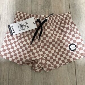 BNWT Binky Bro baby Brown & White Checkered Swim Shorts